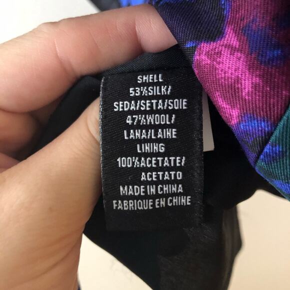 Tibi Dark Floral Print Silk Cap Sleeve Dress - Picture 9 of 10